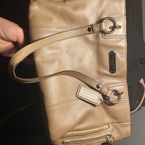 Coach Beige Leather Shoulder Bag